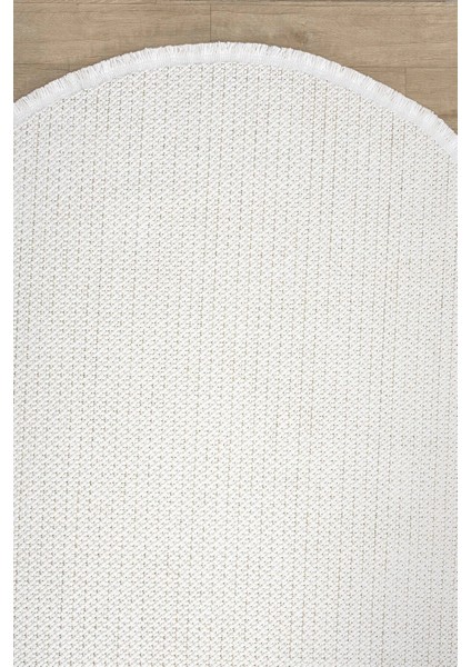 Oval Beyaz Halı Modern Oturma Odası Salon Mutfak Koridor Antre Balkon Çocuk Odası Halısı 007