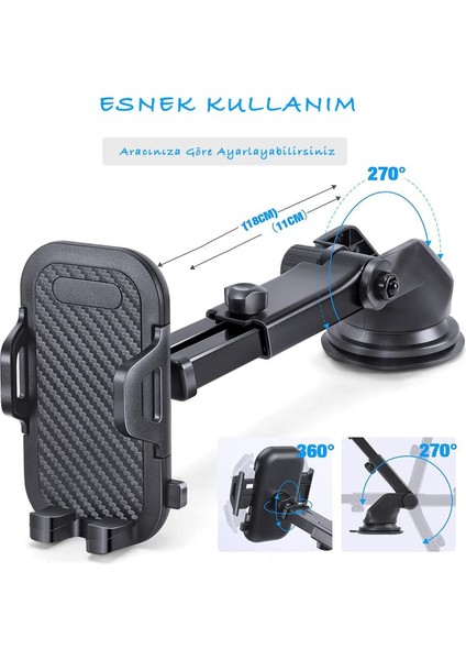 Siyah Araç Içi Telefon Tutucu, Güçlü ve Pratik Oto Aksesuar modelleri