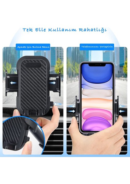 Siyah Araç Içi Telefon Tutucu, Güçlü ve Pratik Oto Aksesuar