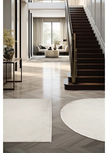 Oval Beyaz Halı Modern Oturma Odası Salon Mutfak Koridor Antre Balkon Çocuk Odası Halısı 007 modelleri