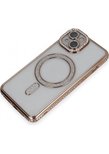 iPhone 13 Kılıf Joke Simli Magneticsafe Kılıf - Gold modelleri