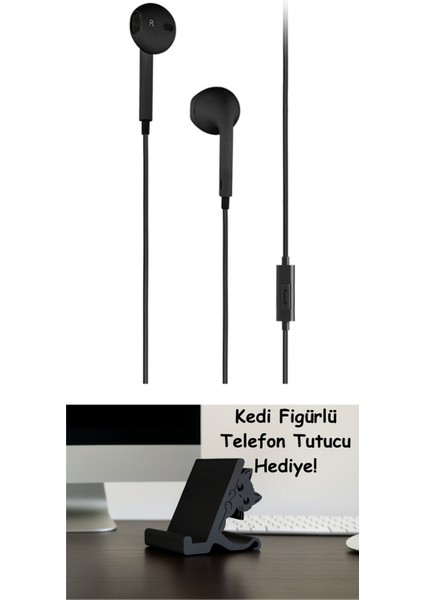 Taks Kumandalı ve Mikrofonlu Kulakiçi Kulaklık Siyah 5KMM124S (2 Yıl Ttec Garantili) (Siyah)