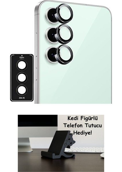 Samsung Galaxy S24 Fe Için Kolay Kurulum Aparatlı Kamera Lens Koruyucu 9h Temperli Cam Hd Görüntü Darbelere Karşı S24 Fe Koruyucu Alüminyum Alaşım Çerçeve S24 Fe Kamera Koruması (Siyah)