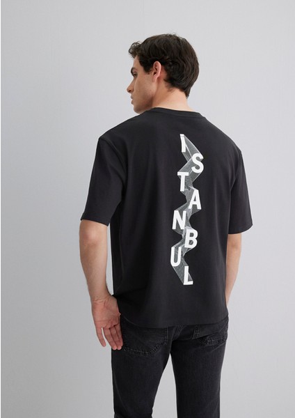 Istanbul Baskılı Siyah Tişört 0613001-71379
