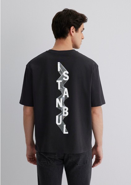 Istanbul Baskılı Siyah Tişört 0613001-71379