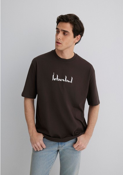 Istanbul Baskılı Kahverengi Tişört 0612999-70219