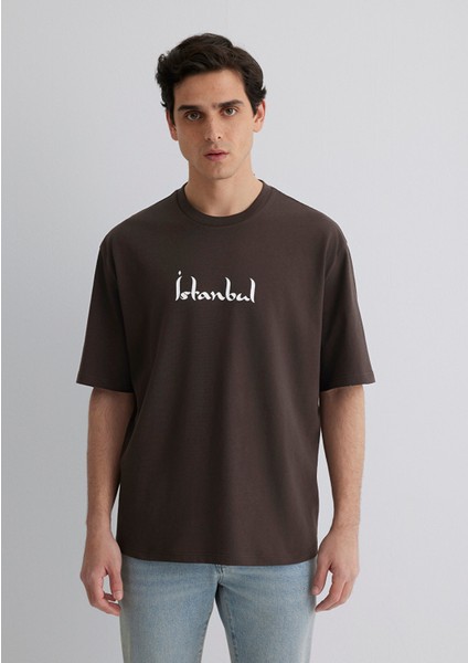 Istanbul Baskılı Kahverengi Tişört 0612999-70219