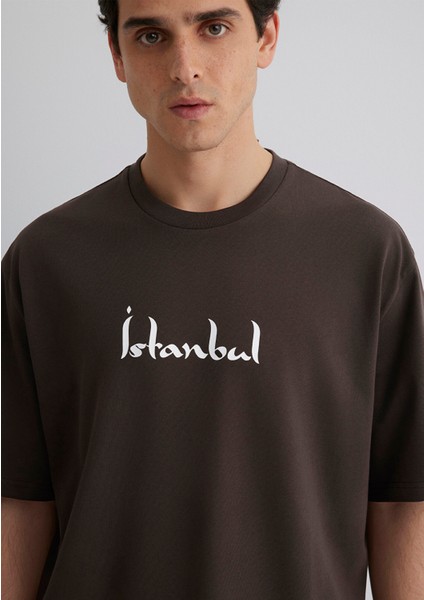 Istanbul Baskılı Kahverengi Tişört 0612999-70219