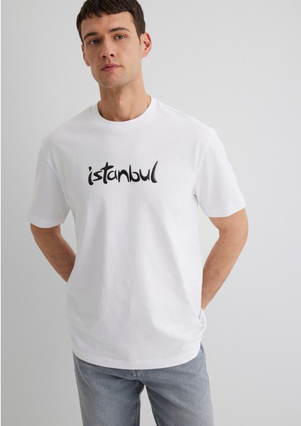 Istanbul Baskılı Beyaz Tişört 0613002-620