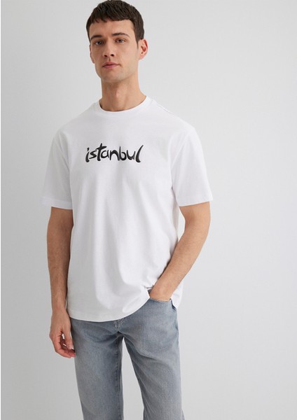 Istanbul Baskılı Beyaz Tişört 0613002-620