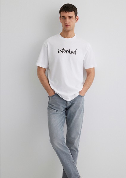 Istanbul Baskılı Beyaz Tişört 0613002-620