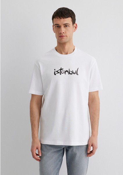 Istanbul Baskılı Beyaz Tişört 0613002-620