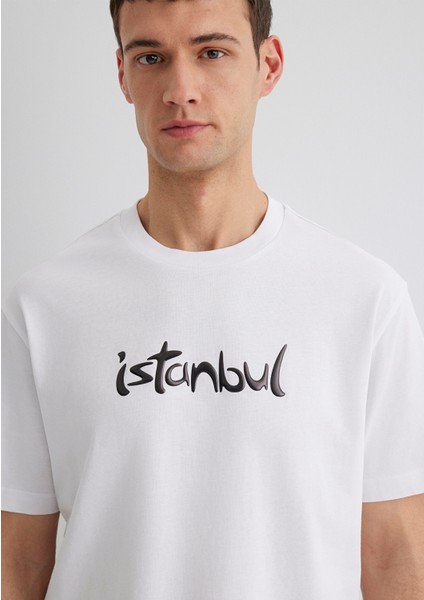 Istanbul Baskılı Beyaz Tişört 0613002-620
