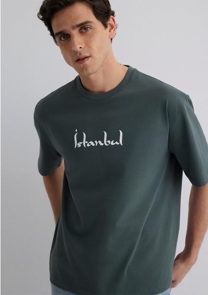 Istanbul Baskılı Yeşil Tişört 0612999-71598