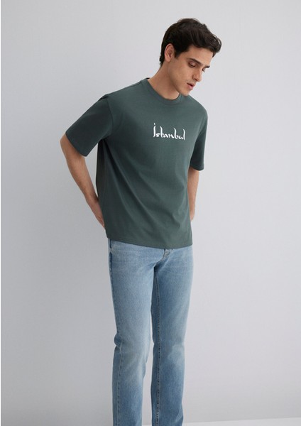 Istanbul Baskılı Yeşil Tişört 0612999-71598