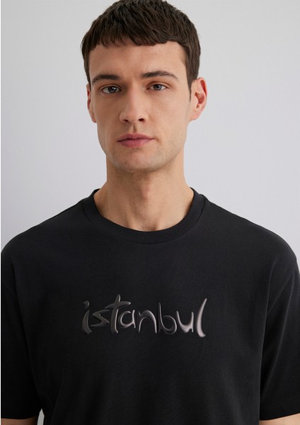 Istanbul Baskılı Siyah Tişört 0613002-71379