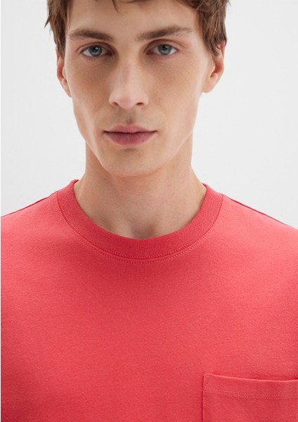 Cep Detaylı Pembe Tişört 066248-71079