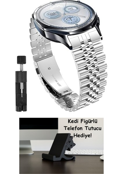 Huawei ile Uyumlu Prestige Model 22MM Çelik Kordon Gt5/gt5 Pro/gt4/gt3/gt3 Pro/gt2/gt2 Pro 46MM Için Katlanır Toka Mekanizmalı Paslanma Yapmayan Metal Gt5 46MM Kordon