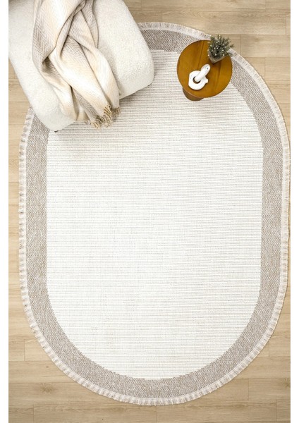 Oval Beyaz Halı Bordür Modern Oturma Odası Salon Mutfak Koridor Antre Balkon Çocuk Odası Halısı 0021 indirimleri