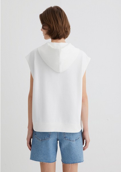 Indigo Turtles Baskılı Kapüşonlu Ekru Sweatshirt 1S10383-70057