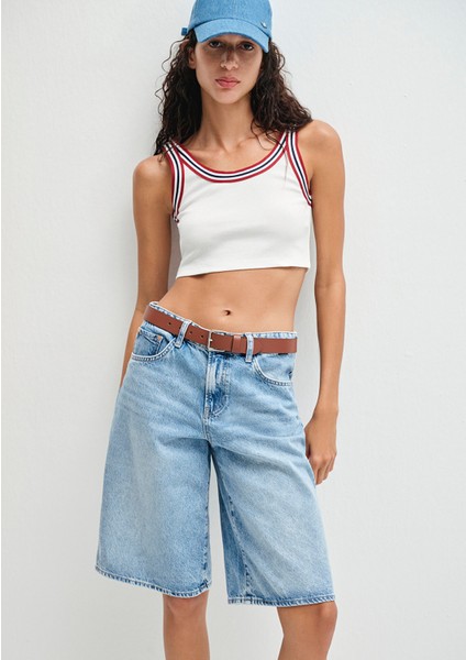 Biye Detaylı Beyaz Crop Atlet 1613435-70057