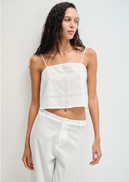 Fisto Işlemeli Ekru Bluz 1211218-70057