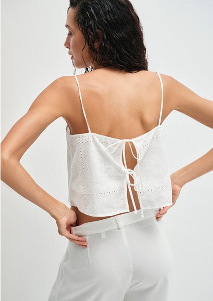 Fisto Işlemeli Ekru Bluz 1211218-70057