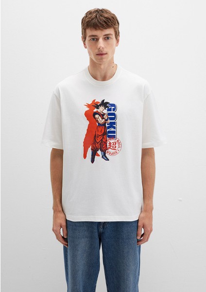 Dragon Ball Baskılı Beyaz Tişört 0612927-70057