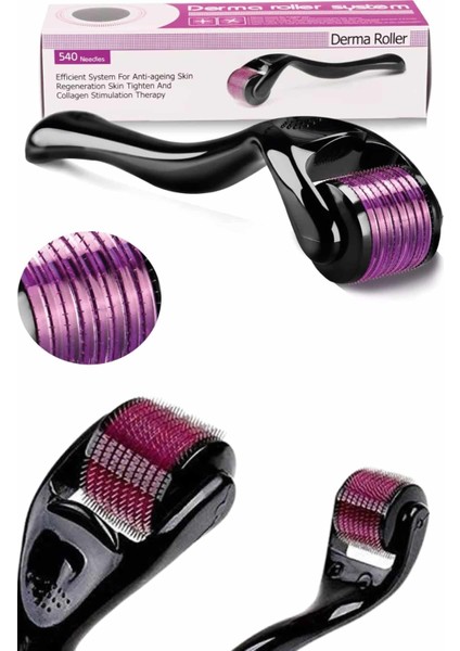Wizard Derma Roller Titanyum Uçlu 540 Iğneli 1 mm Saç Sakal Çıkarma ve Cilt Bakım Masaj Aleti indirimleri