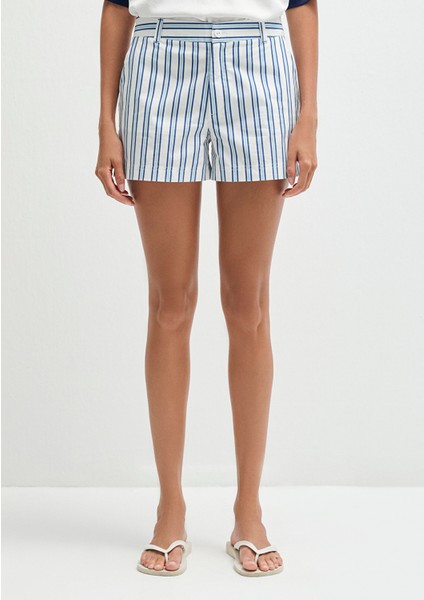 Çizgili Mavi Şort 1410220-83972