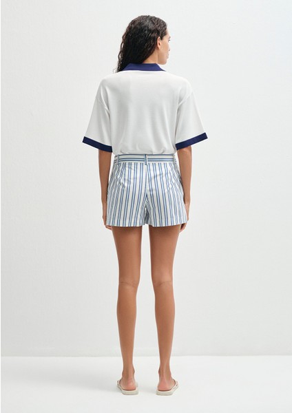 Çizgili Mavi Şort 1410220-83972