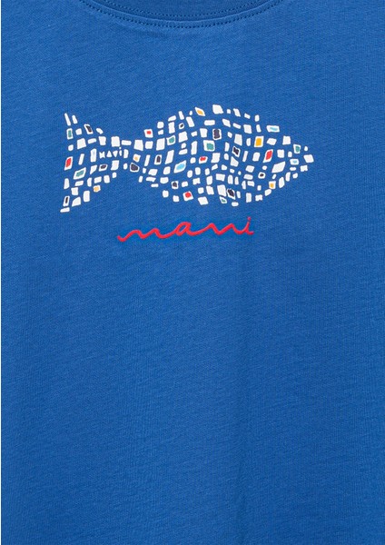 Balık Baskılı Mavi Tişört 7610382-88121