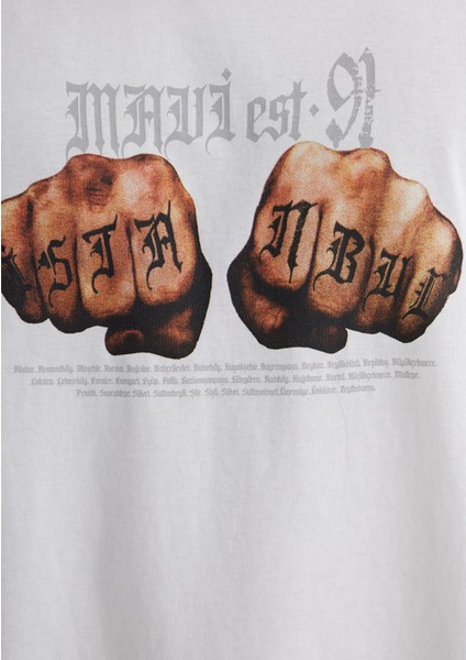 Baskılı Ekru Tişört 0613003-70057