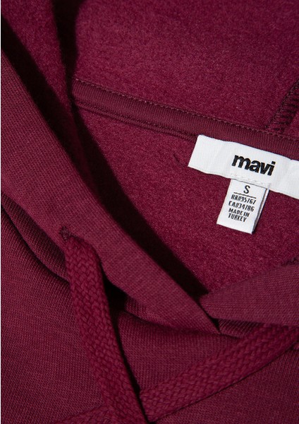 Mavi Logo Baskılı Kapüşonlu Bordo Sweatshirt 1600361-90705