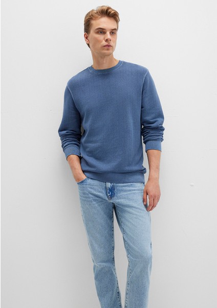 Bisiklet Yaka Mavi Sweatshirt 0S10369-70497