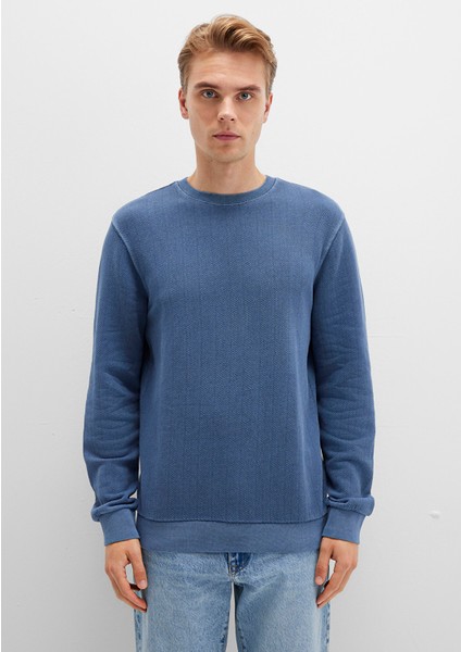 Bisiklet Yaka Mavi Sweatshirt 0S10369-70497