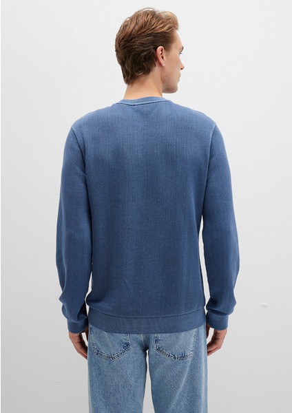 Bisiklet Yaka Mavi Sweatshirt 0S10369-70497