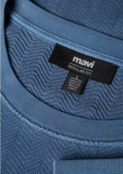 Bisiklet Yaka Mavi Sweatshirt 0S10369-70497