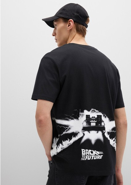 Back to the Future Baskılı Siyah Tişört 0612924-900