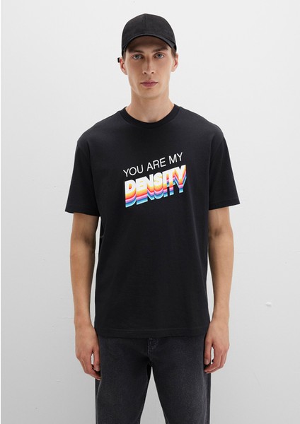 Back to the Future Baskılı Siyah Tişört 0612924-900