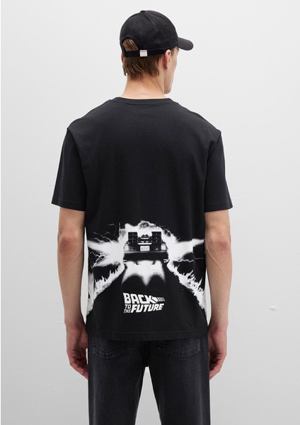 Back to the Future Baskılı Siyah Tişört 0612924-900