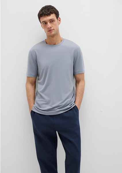 Bisiklet Yaka Mavi Basic Tişört 0612865-86584
