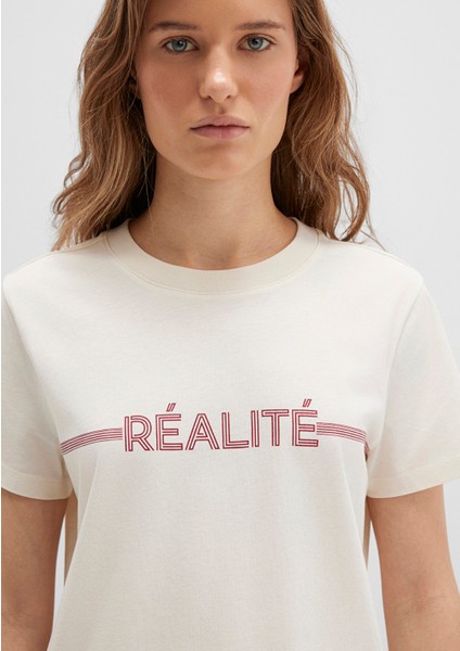 Realite Baskılı Ekru Tişört 1613348-70072