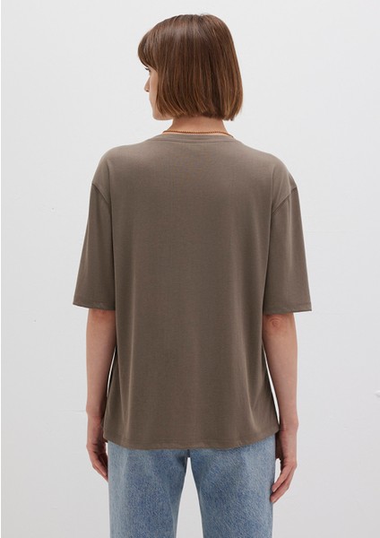 Kahverengi Tencel Tm Modal Basic Tişört 1611897-83866