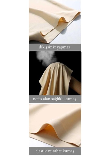 3 Adet Kadın Dikişsiz Görünmez Iz Yapmaz Mini Şort Boxer Ten modelleri