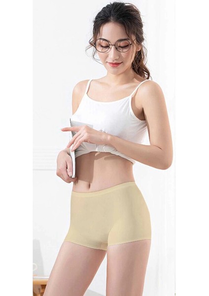 3 Adet Kadın Dikişsiz Görünmez Iz Yapmaz Mini Şort Boxer Ten