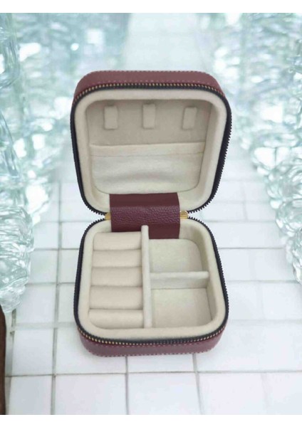 Küçük Boy ( 11×11) Düzenleyici Takı Saklama Kutusu Seyehat Mücevher Çantasi Deri Ahşap Kasa modelleri