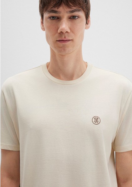 Mavi Logo Işlemeli Bej Basic Tişört 067074-70072