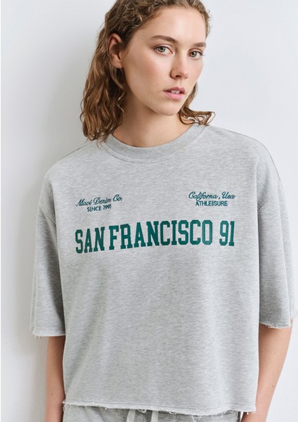 San Francisco Baskılı Gri Sweatshirt 1S10384-83096