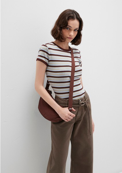 Kahverengi Çizgili Tişört 1613378-90735